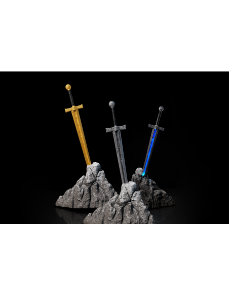 EXCALIBUR STUCK IN THE ROCK UV Finitura Antica Versione Leggenda della Spada Moneta d'Argento da 2 Oz 2000 Franchi Camerun 20...