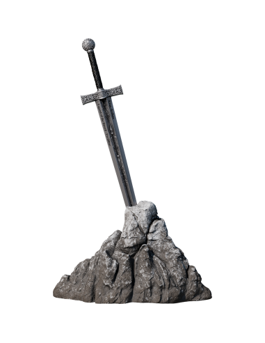 EXCALIBUR STUCK IN THE ROCK UV Antique Finish Version Legend of the Sword 2 Oz Silbermünze 2000 Francs Kamerun 2025 - Coins &...