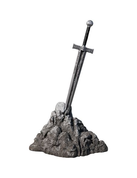 EXCALIBUR STUCK IN THE ROCK UV Finitura Antica Versione Leggenda della Spada Moneta d'Argento da 2 Oz 2000 Franchi Camerun 20...