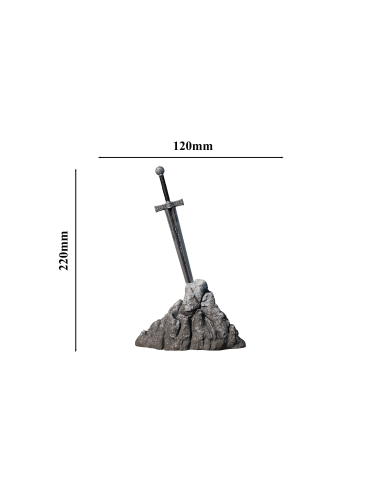 EXCALIBUR STUCK IN THE ROCK UV Finitura Antica Versione Leggenda della Spada Moneta d'Argento da 2 Oz 2000 Franchi Camerun 20...