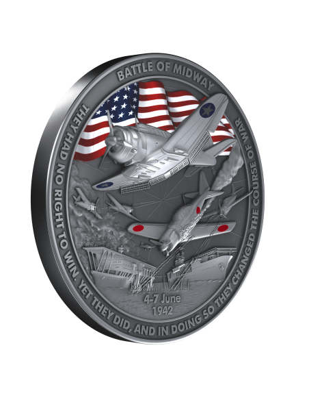 BATALLA DE MIDWAY Moneda de Plata de 2 Oz 5$ Liberia 2025 - Coins & More - Liberia