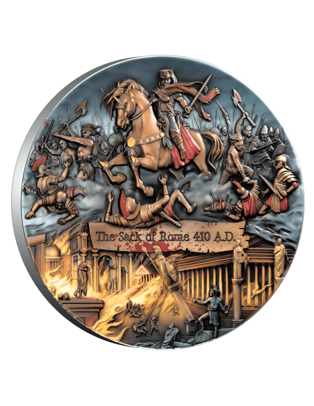 IL SACCO DI ROMA 410 D.C. Moneta d'argento da 2 Oz 5$ Liberia 2025 - Coins & More - Liberia
