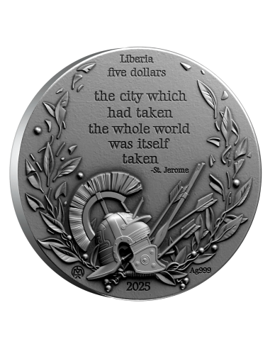IL SACCO DI ROMA 410 D.C. Moneta d'argento da 2 Oz 5$ Liberia 2025 - Coins & More - Liberia