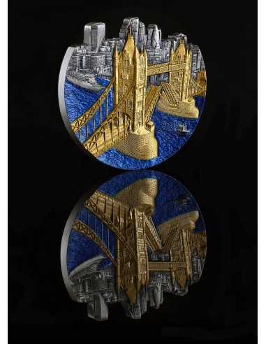 TOWER BRIDGE World Famous Bridges Shaped 5 Oz Silbermünze 5000 Francs Congo 2024 - Coins & More - Afrika