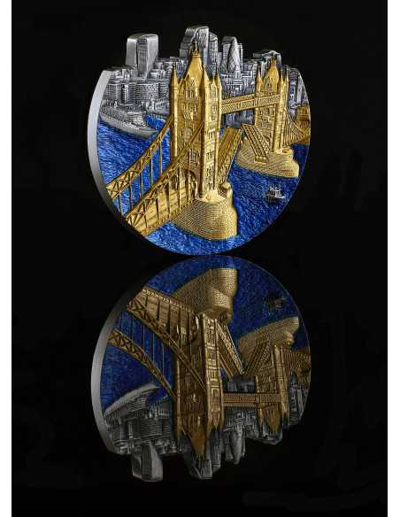 TOWER BRIDGE World Famous Bridges Shaped 5 Oz Silbermünze 5000 Francs Congo 2024 - Coins & More - Afrika