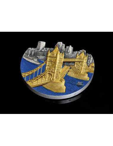 TOWER BRIDGE World Famous Bridges Shaped 5 Oz Silbermünze 5000 Francs Congo 2024 - Coins & More - Afrika