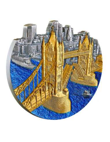 TOWER BRIDGE World Famous Bridges Shaped 5 Oz Silbermünze 5000 Francs Congo 2024 - Coins & More - Afrika