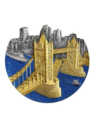 TOWER BRIDGE Ponts célèbres dans le monde entier Pièce de 5 oz en argent 5000 Francs Congo 2024 - Coins & More - Afrique