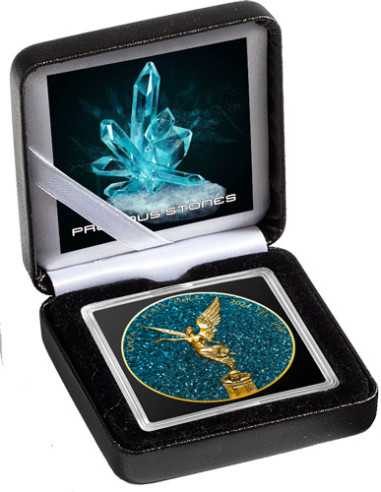 AQUAMARINE Piedras Preciosas Libertad 1 Oz Moneda de Plata México 2024 - Coins & More - Mexico