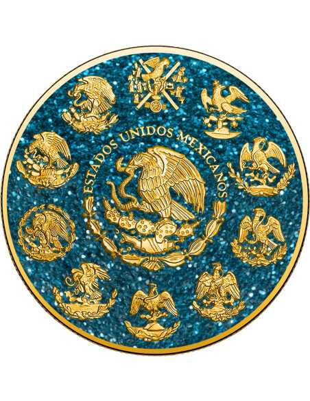AQUAMARINE Piedras Preciosas Libertad 1 Oz Moneda de Plata México 2024 - Coins & More - Mexico