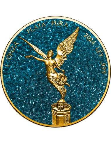 AQUAMARINE Piedras Preciosas Libertad 1 Oz Moneda de Plata México 2024 - Coins & More - Mexico