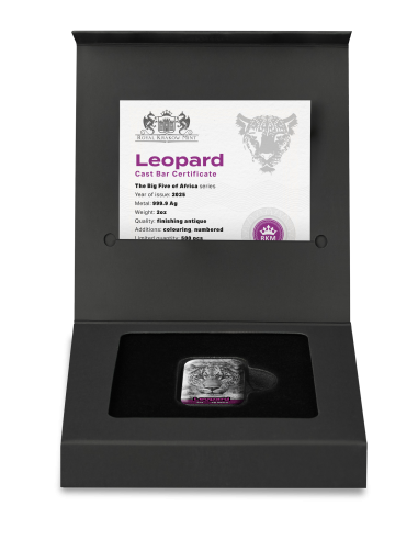 LEOPARD Los Cinco Grandes de África Lingote de Plata Fundida Premium de 2 Oz - Coins & More - Plata