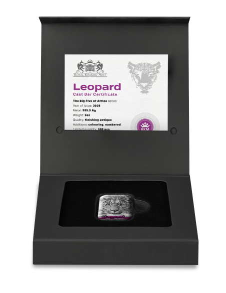 LEOPARD The Big Five of Africa 2 Oz Silber Premium Gussbarren - Coins & More - Silber