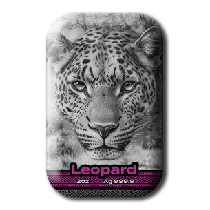 LEOPARD I grandi cinque dell'Africa Barretta d'argento Premium da 2 once in argento fuso - Coins & More - Argento