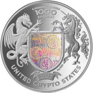 LIBERTAD 1 Oz Silver Proof Coin 1000 Satoshi Estados Unidos Crypto 2025 - Coins & More - Monedas por País 2