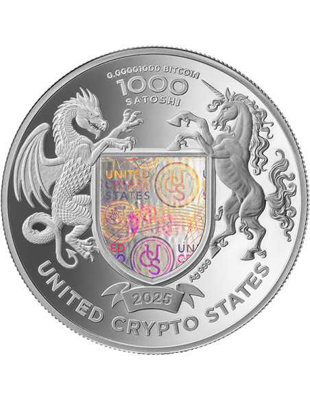 LIBERTAD Moneta d'Argento da 1 Oz 1000 Satoshi Stati Uniti Crypto 2025 - Coins & More - Monete per Paese