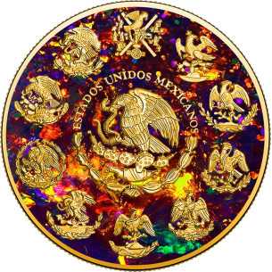 METAL BLACK OPAL Libertad Gold Gilded 1 Oz Silver Coin Mexico 2024 - Coins & More - Mexico 2
