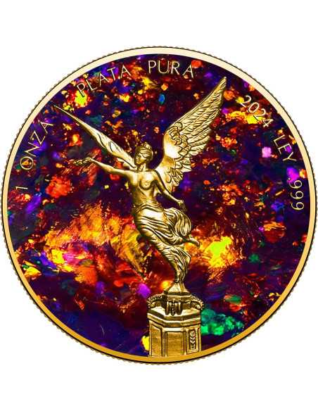 METAL BLACK OPAL Libertad Gold vergoldet 1 Oz Silbermünze Mexiko 2024 - Coins & More - Mexiko