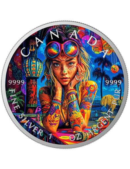MARDI Tattoo Girls 1 Oz Silver Coin 5$ Canada 2025 - Coins & More - Canada