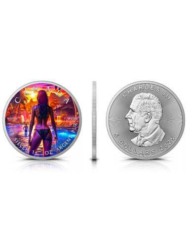 POOL NIGHT 1 Oz Silver Coin 5$ Canada 2025 - Coins & More - Canada