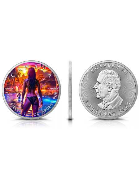 POOL NIGHT 1 Oz Silver Coin 5$ Canada 2025 - Coins & More - Canada