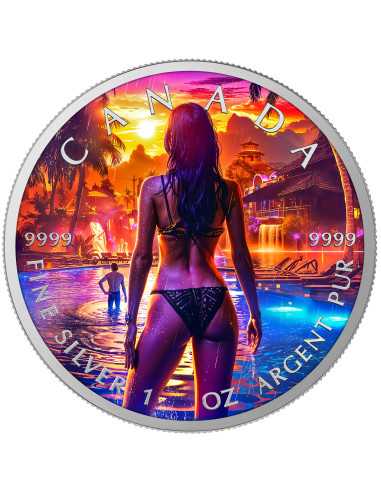 POOL NIGHT 1 Oz Silver Coin 5$ Canada 2025 - Coins & More - Canada