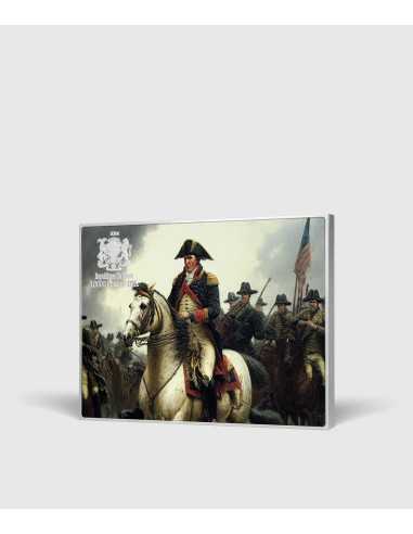 WASHINGTON CROSSING THE DELAWARE von Emanuel Leutze Farbige 2,5 Oz Silber & 120g Kupfermünze 10000 Francs Tschad 2024 - Coins...