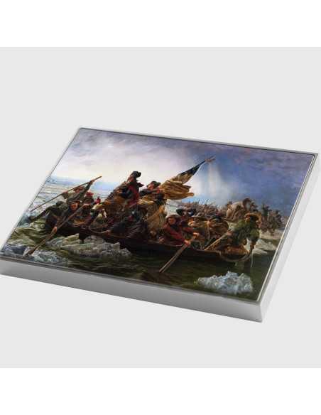 WASHINGTON CROSSING THE DELAWARE von Emanuel Leutze Farbige 2,5 Oz Silber & 120g Kupfermünze 10000 Francs Tschad 2024 - Coins...