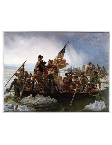 WASHINGTON CROSSING THE DELAWARE von Emanuel Leutze Farbige 2,5 Oz Silber & 120g Kupfermünze 10000 Francs Tschad 2024 - Coins...