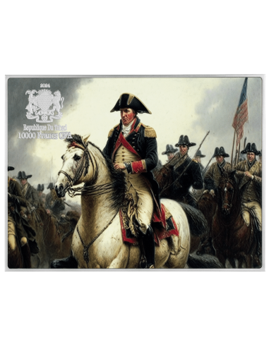 WASHINGTON CROSSING THE DELAWARE von Emanuel Leutze Farbige 2,5 Oz Silber & 120g Kupfermünze 10000 Francs Tschad 2024 - Coins...