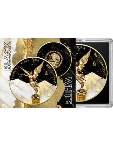 MARMOL NEGRO Y BLANCO DE ORO 1 Oz Moneda de Plata México 2024 - Coins & More - Usa