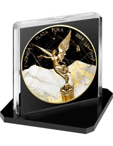 BLACK & WHITE GOLDEN MARBLE 1 Oz Silbermünze Mexiko 2024 - Coins & More - Usa