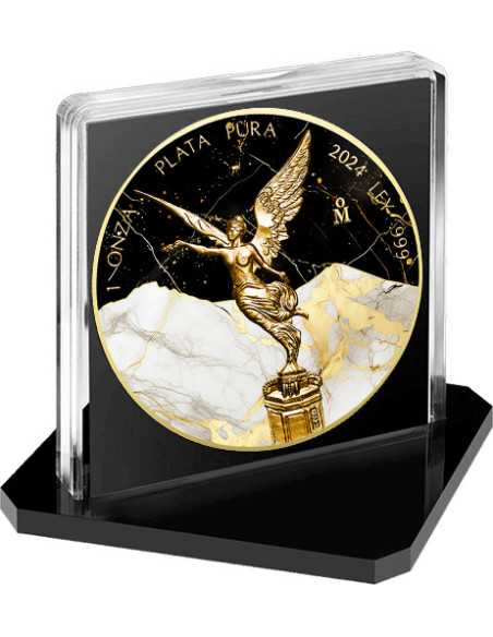 BLACK & WHITE GOLDEN MARBLE 1 Oz Silbermünze Mexiko 2024 - Coins & More - Usa