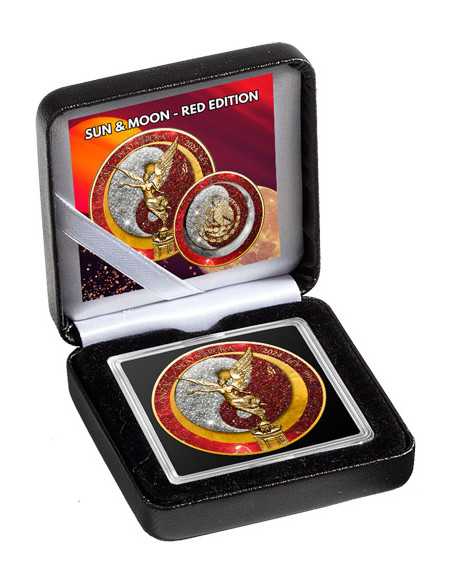 SOLE ROSSO E LUNA Yin Yang Polvere di Diamante 1 Oz Moneta d'Argento Messico 2024 - Coins & More - Messico