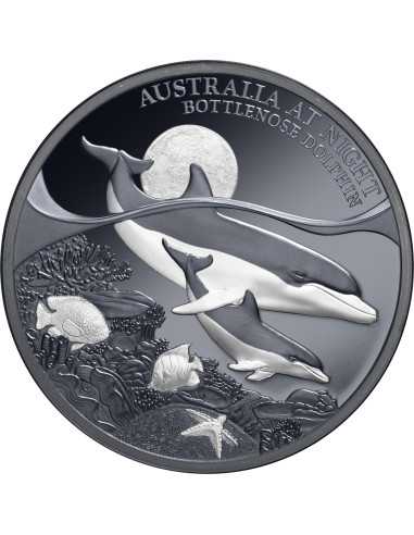BOTTLENOSE DOLFIN Moneta d'argento da 1 Oz Australia di notte 1$ Niue 2025 - Coins & More - Niue
