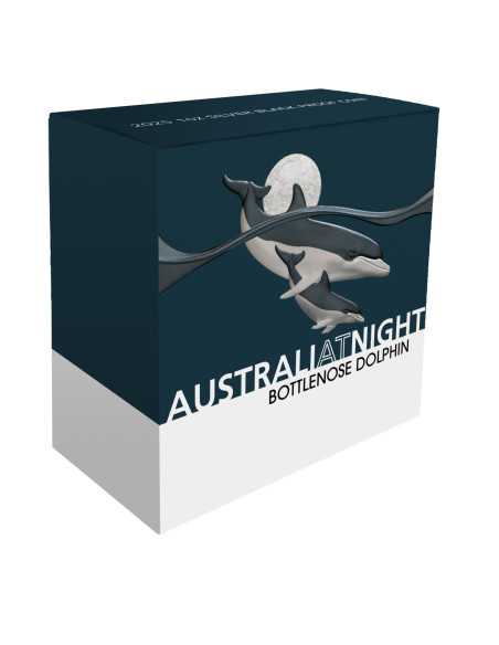 BOTTLENOSE DOLFIN Australien bei Nacht 1 Oz Silbermünze 1$ Niue 2025 - Coins & More - Niue