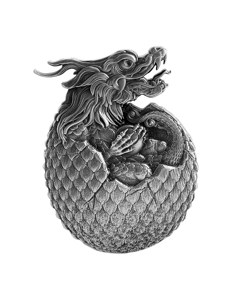 CHINESE DRAGON EGG Shape 2 Oz Silver Coin 10000 Francs Chad 2022 - Coins & More - Chad