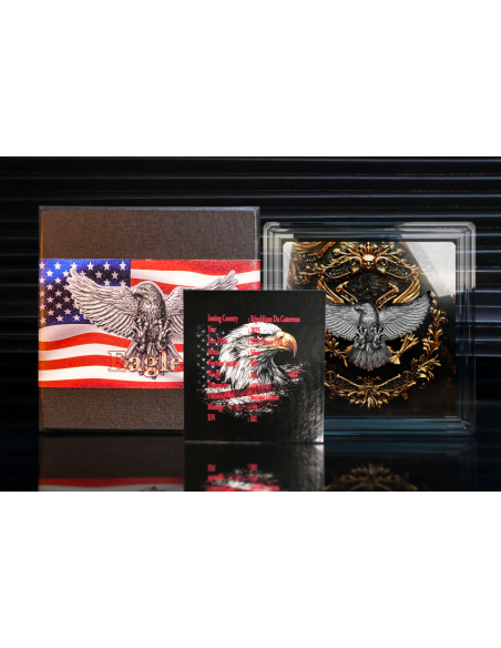 USA BALD EAGLE Moneta d'argento da 2 once antica 2000 franchi Camerun 2025 - Coins & More - Camerun