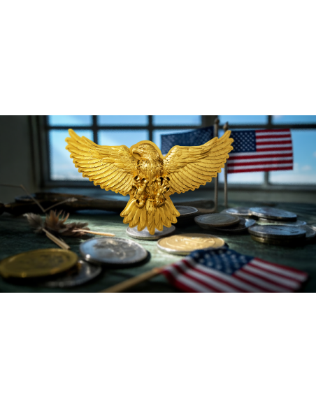 USA BALD EAGLE Gold Gilded 2 Oz Silver Coin 2000 Francs Cameroon 2025 - Coins & More - Cameroun