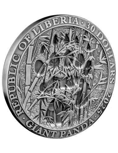 PANDA GIGANTE Huellas de Animales 3 Oz Moneda de Plata 30$ Liberia 2025 - Coins & More - Liberia