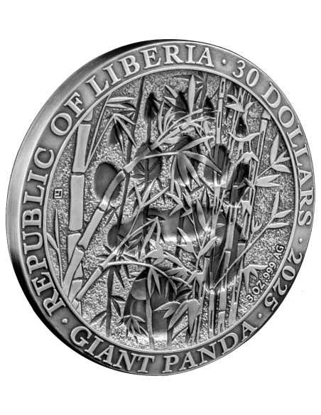 PANDA GIGANTE Huellas de Animales 3 Oz Moneda de Plata 30$ Liberia 2025 - Coins & More - Liberia