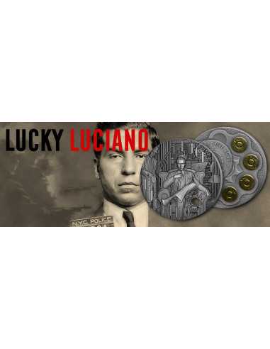 LUCKY LUCIANO Die Gangster 2 Oz Silbermünze 5$ Niue 2024 - Coins & More - Niue