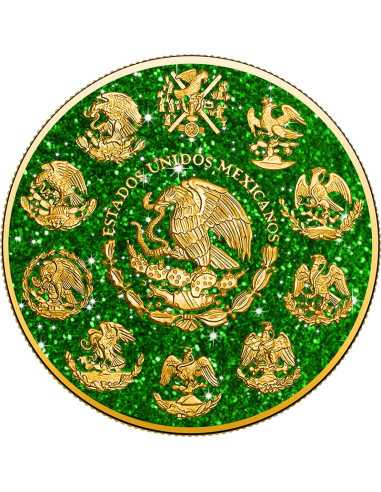 TOURMALINE VERTE Pierre précieuse Pièce 1 Oz Argent 1 Onza Libertad 2024 - Coins & More - Usa