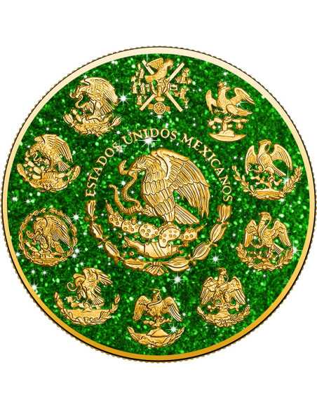 TOURMALINE VERTE Pierre précieuse Pièce 1 Oz Argent 1 Onza Libertad 2024 - Coins & More - Usa
