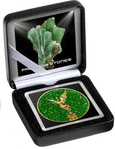 GREEN TOURMALINE Precious Gemstones 1 Oz Silver Coin 1 Onza Libertad 2024 - Coins & More - Usa