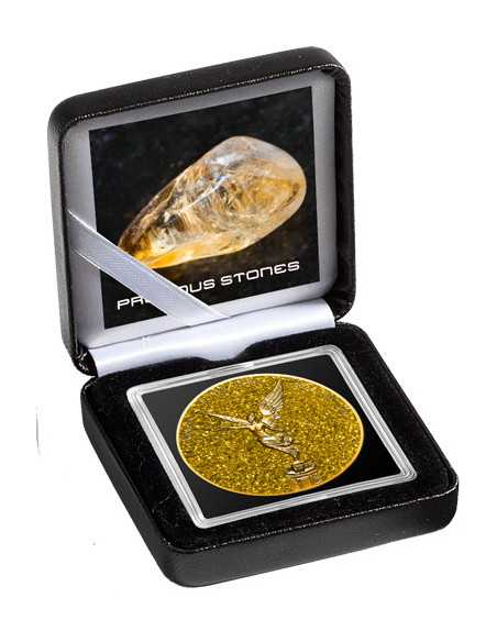 CITRINE QUARTZ Edelsteine 1 Oz Silbermünze 1 Onza Libertad 2024 - Coins & More - Usa