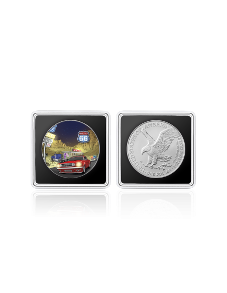 ROUTE 66 America's Famous Roads 1 Oz Silver Coin 1$ USA 2025 - Coins & More - Usa