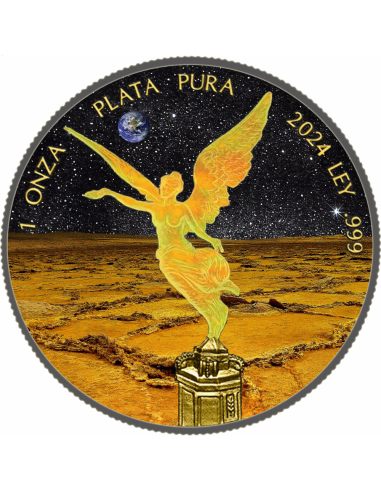 LIBERTAD ON MARS Gold Holo 1 Oz Silver Coin 1 Onza Libertad 2024 - Coins & More - Mexico