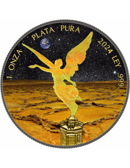 LIBERTAD ON MARS Gold Holo 1 Oz Silver Coin 1 Onza Libertad 2024 - Coins & More - Mexico