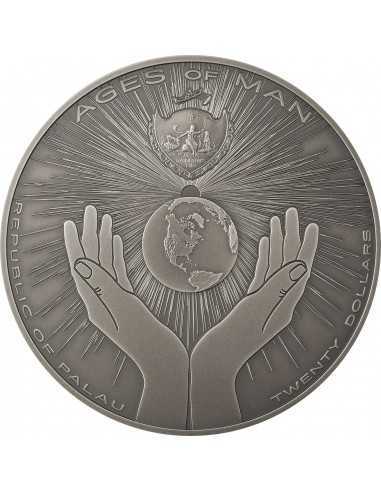 AZTEC FIVE SUNS Ages of Man Creation of World 3 Oz Silver Coin 20$ Palau 2021